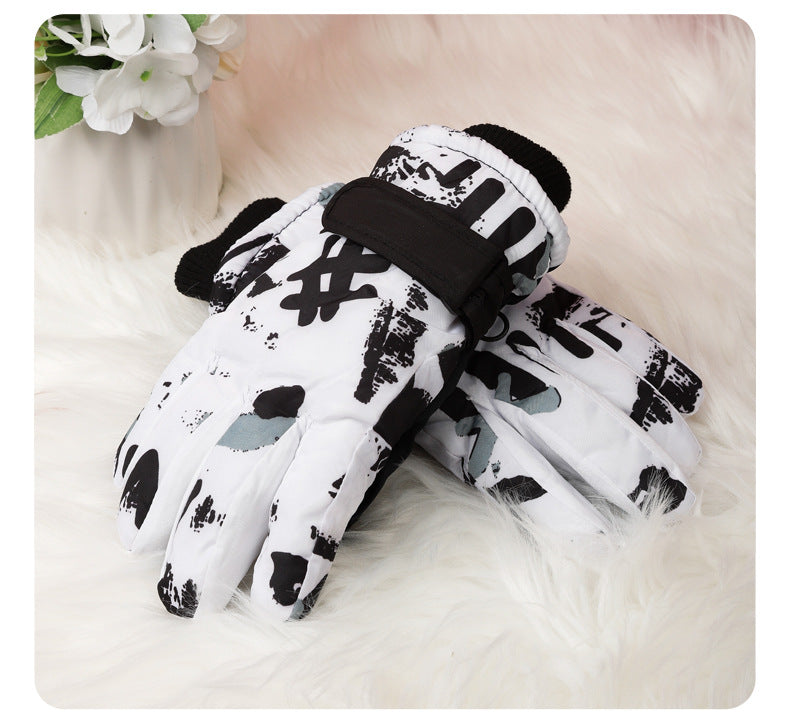 3-10 children's ski gloves outdoor riding gloves winter warm waterproof children's gloves play snow not wet hands