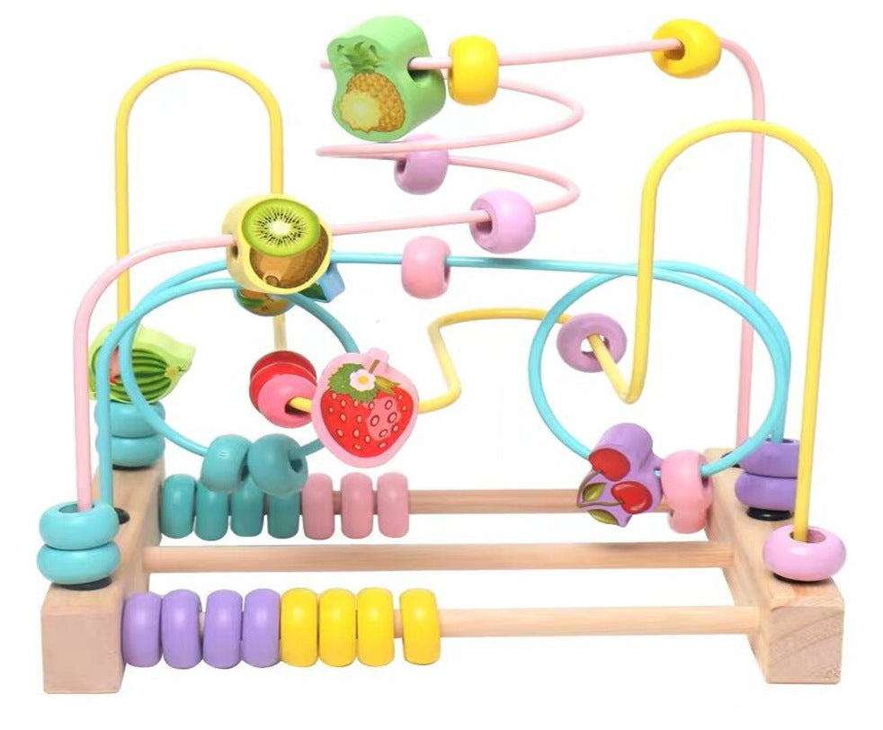 Children's Wooden Multi-Functional Threading Large Bead Color Recognition Early Education Building Blocks Matching Parent-Child Interactive Educational Toys