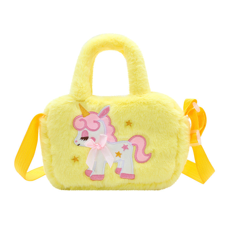 Back-To-School Unicorn Backpack, Children's Straw Bag, Plush Crossbody Bag, Toddler Handbag, Cute Crossbody Bag