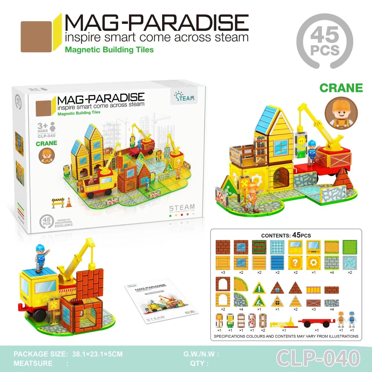 Girls Color Window Magnetic Sheet Kidsren's Zoo Engineering Vehicle City Crane Scene Strong Magnetic Refill Kidsren's Puzzle