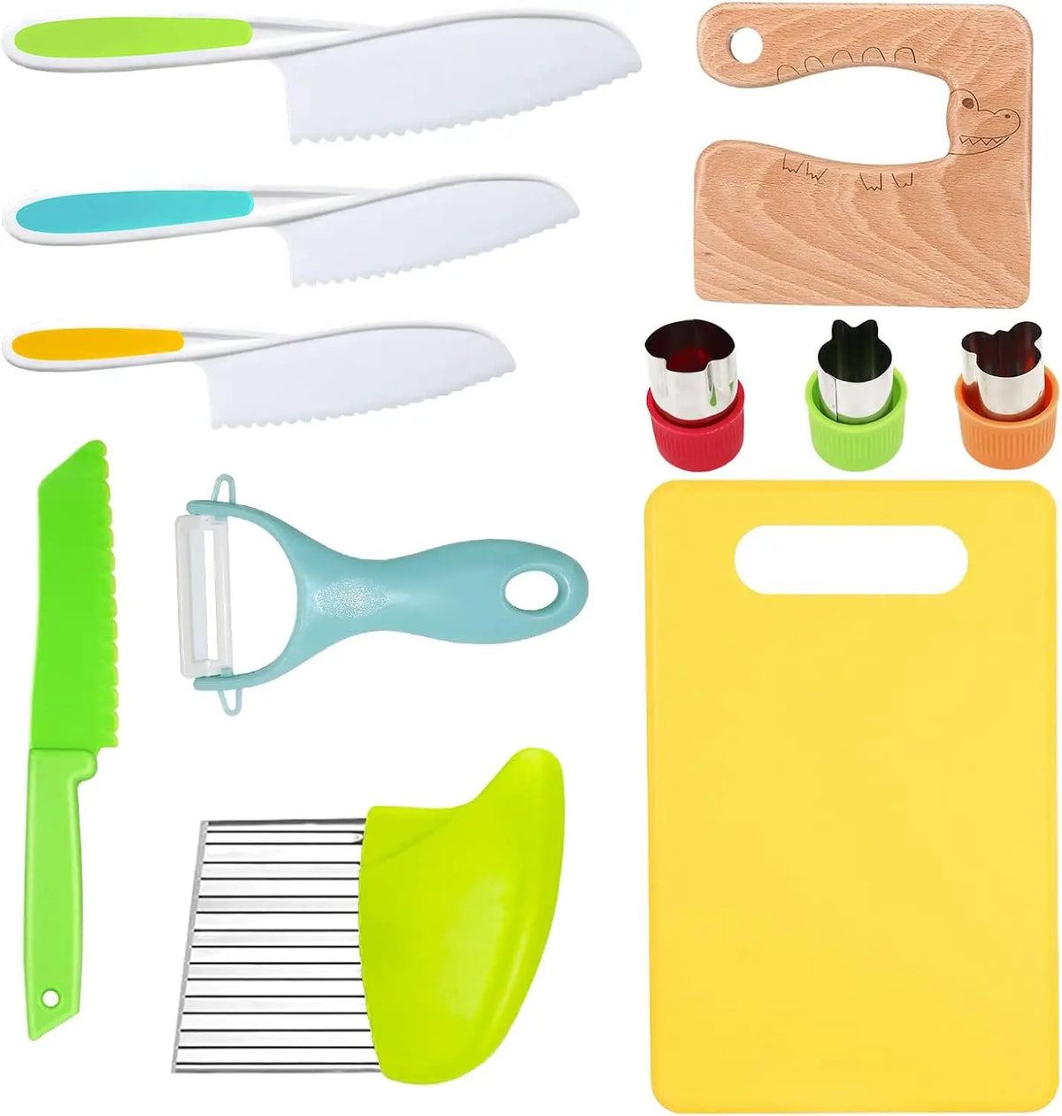 13Pcs Montessori Kitchen Tools Set Cookware Baking Toy Kids Safe Knifes With Cutting Board for Toddlers Real Cooking Accessories