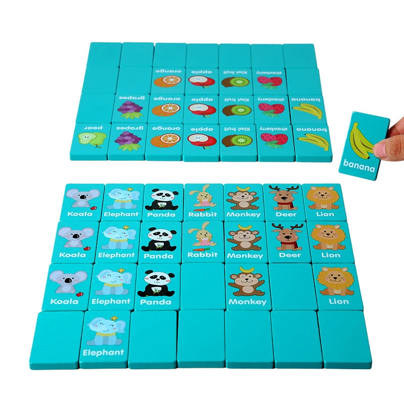 Children Hand Scratch Wooden Puzzle Toy Board Baby Cartoon Montessori Early Education Farm Fruit Cognitive Puzzle Toy