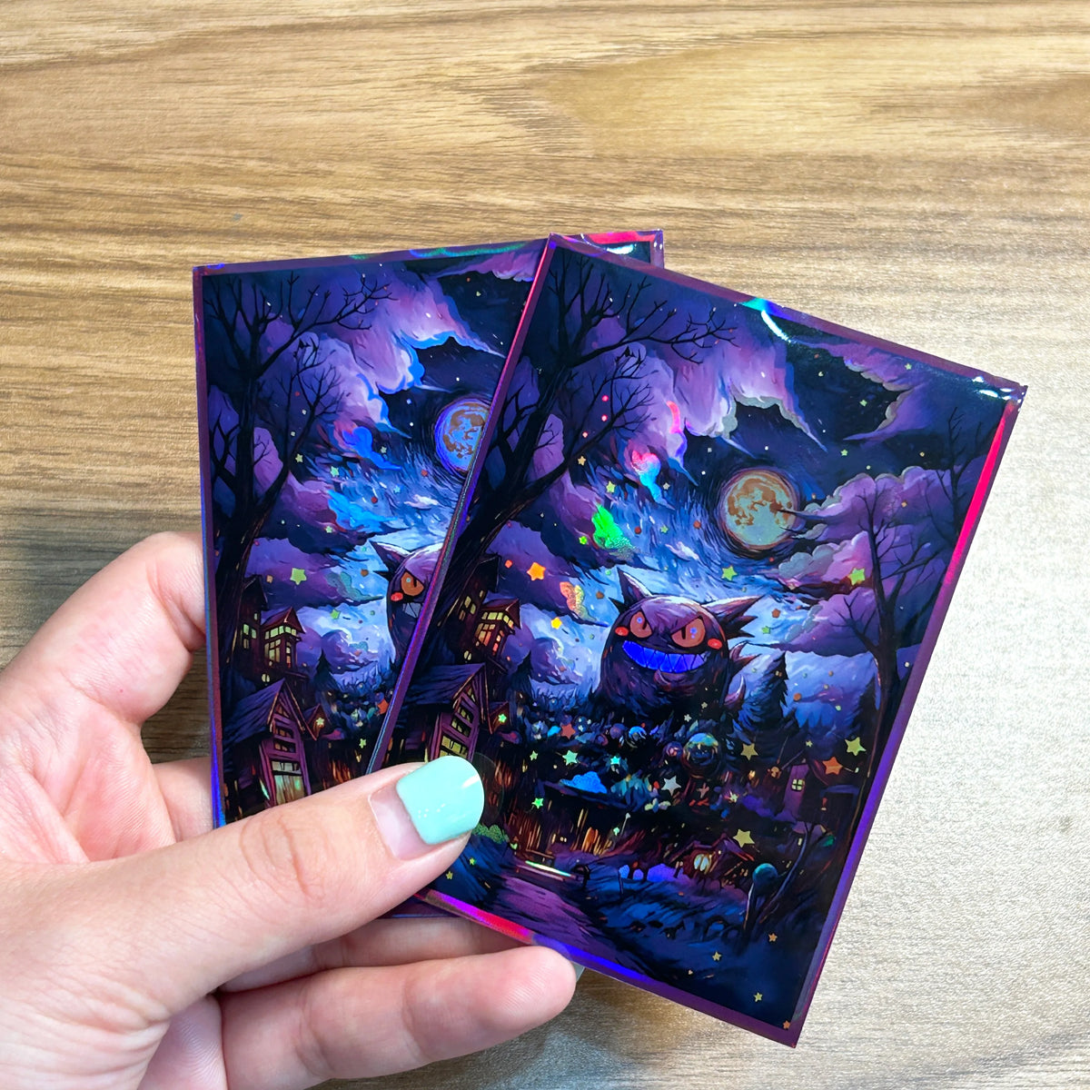 60PCS 66x91mm Pokemon Gengar Holographic Card Sleeves Standard Size Trading Card Protectors For PTCG/PKM Collectors Gifts