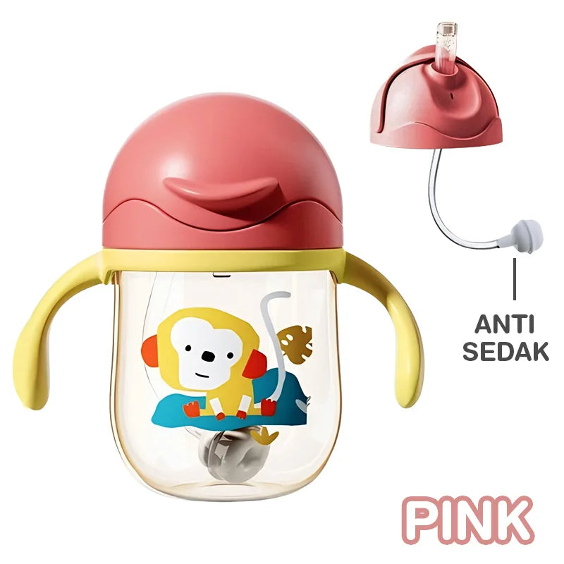 Baby Water Cups 250ML Baby Learning Drinking Cup with Double Handle Flip Lid Leakproof Infants Water Cups Bottle BPA Free