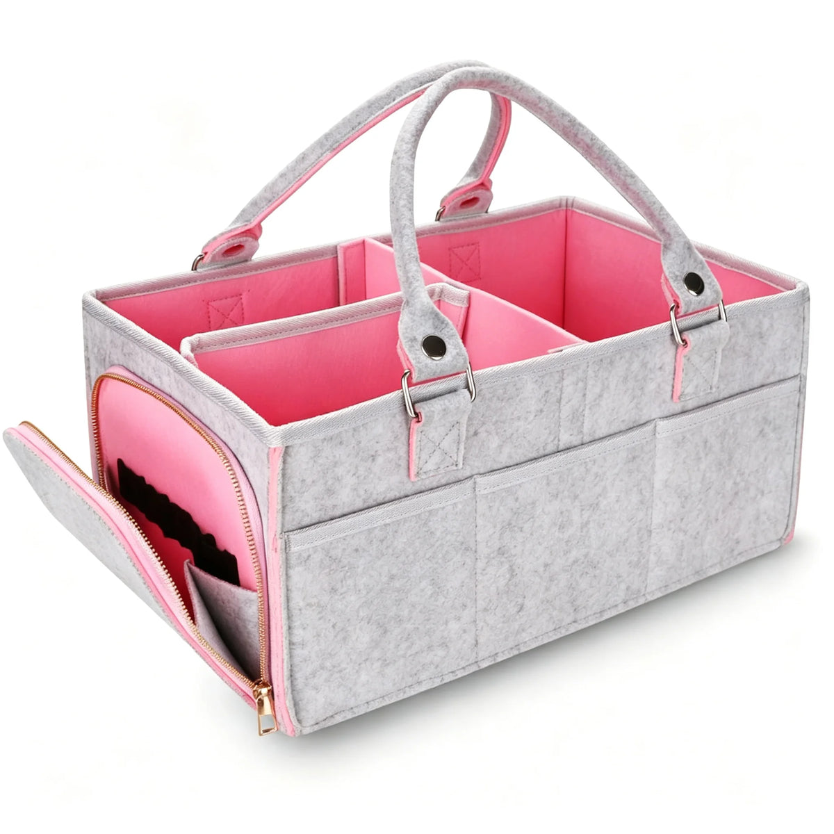 Large Baby Diaper Caddy Organizer,Thick Felt Nursery Storage Basket, Portable Infant Must Haves Essentials, Newborn Shower Gift