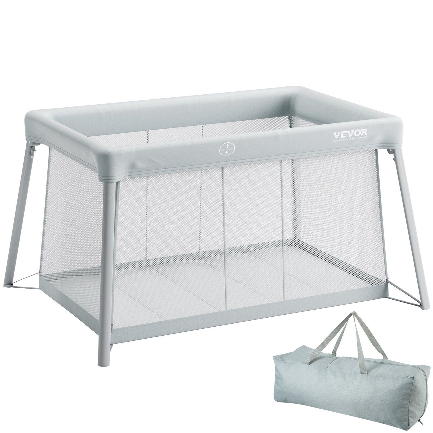 Vevor Baby Travel Crib And Play Yard Folding Baby Playpen With Soft Mattress Pad