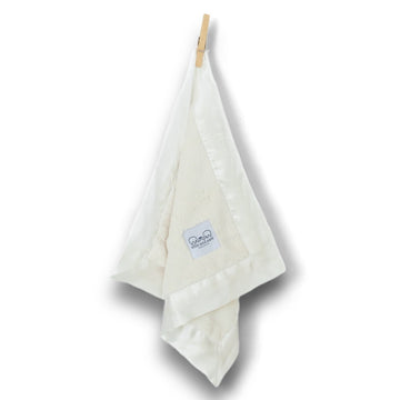 Luxury Baby Lovey with Satin Trim in Luxe Plush, Ivory