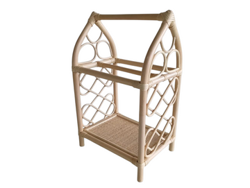 Rattan Doll Clothes Rack with Mini Hangers – Boho Pretend Play Closet for Girls