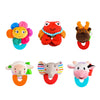 Wristy Buddy Pack of 6 Baby Teethers – Flower, Crab, Moose, Lamb, Elephant & Cow