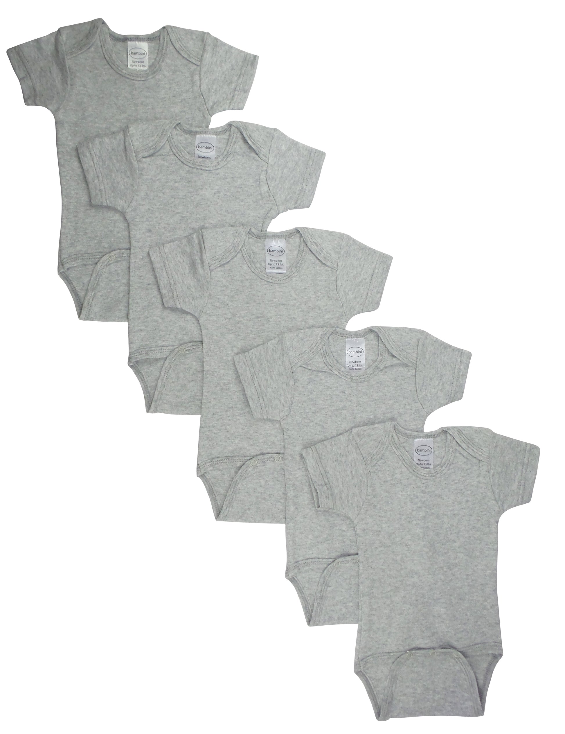 Grey Bodysuit Onezies (Pack Of 5)