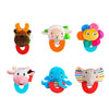 Wristy Buddy Pack of 6 Baby Teethers – Moose, Lamb, Flower, Cow, Octopus & Elephant