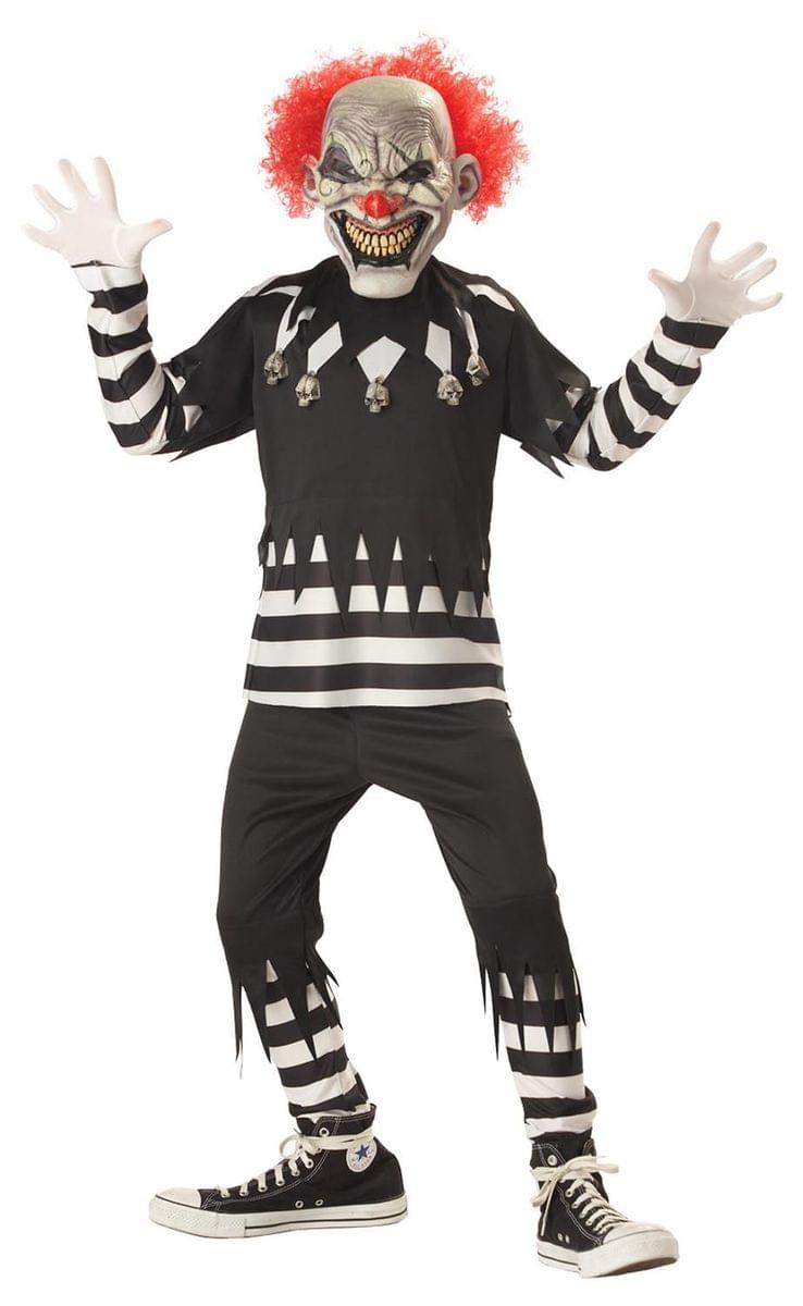 Creepy Clown & Glow In The Dark Mask Costume Child Medium 8-10