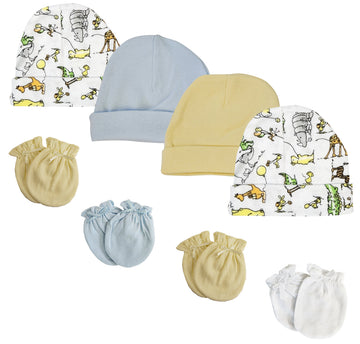 Boys Baby Caps And Mittens (Pack Of 8)