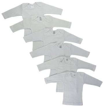 White Long Sleeve Lap T-Shirts  6 Pack