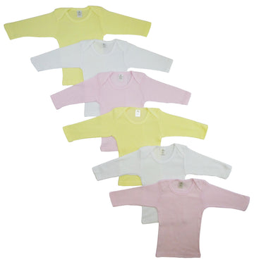 Girls Pastel Variety Long Sleeve Lap T-Shirts  6 Pack