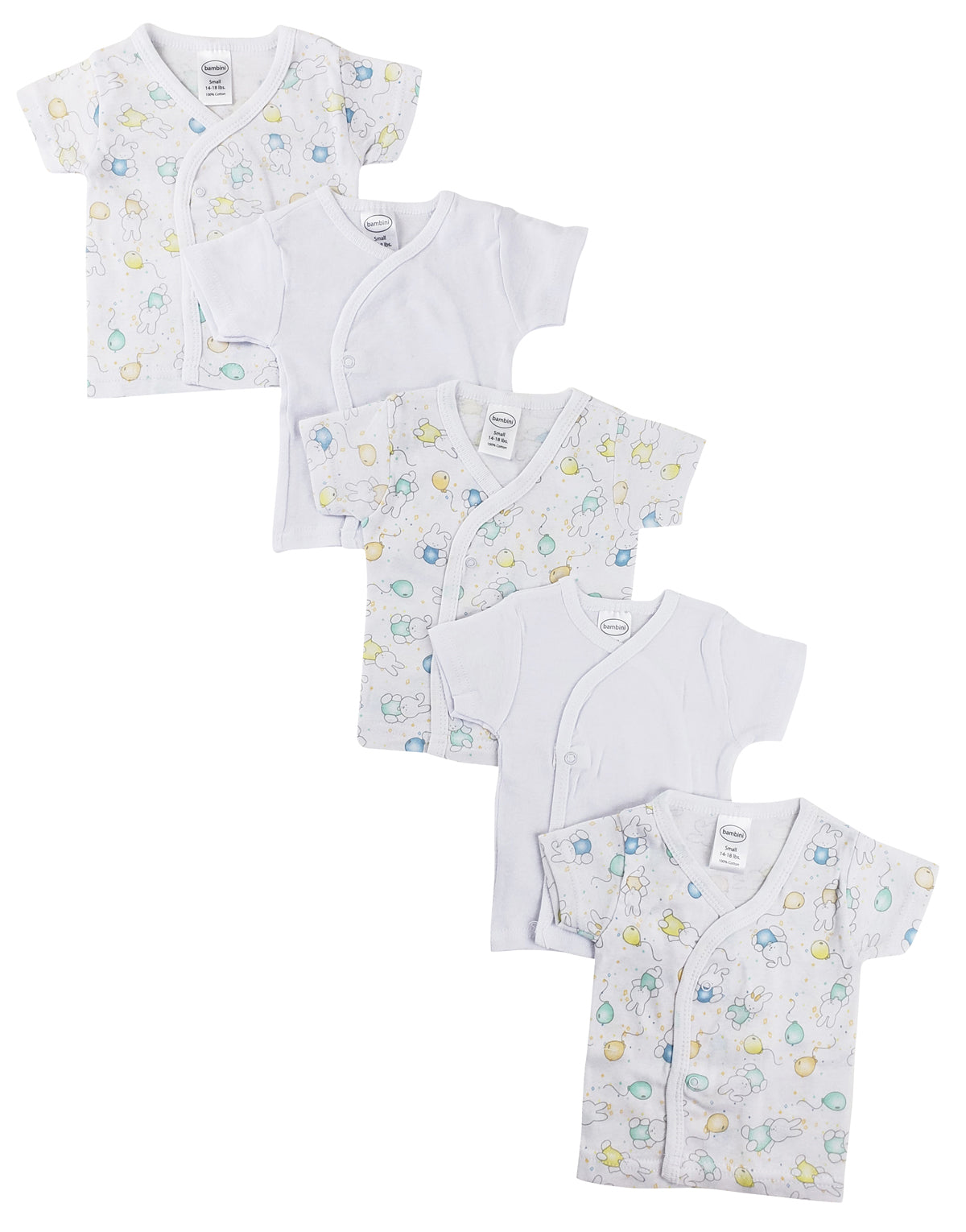 White Side Snap Short Sleeve Shirt  5 Pack