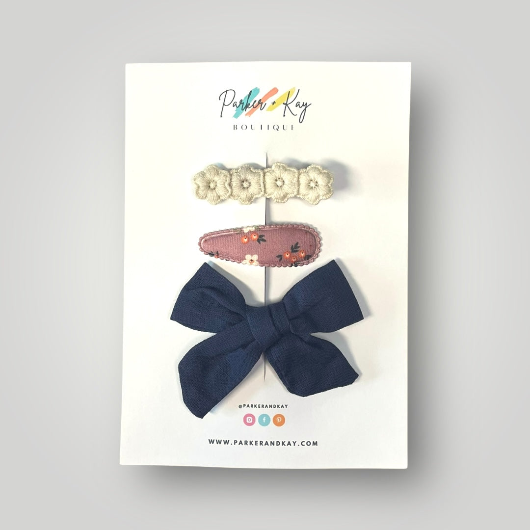 Girl’s 3-Piece Linen Bow Variety Set