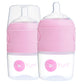 PopYum 5oz Anti-Colic Baby Bottle for Breast and Formula Feeding, 2-Pack, Pink, #1 Slow Flow Nipples