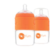 PopYum 5oz Anti-Colic Baby Bottle for Breast and Formula Feeding, 2-Pack, Orange, #1 Slow Flow Nipples