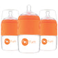 PopYum 5oz Anti-Colic Baby Bottle for Breast and Formula Feeding, 3-Pack, Orange, #1 Slow Flow Nipples
