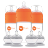 PopYum Orange 7 Piece Bundle: 9oz Bottle 3-Pack + 2 Nipple 2-Packs