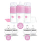 PopYum Pink 7 Piece Bundle: 9oz Bottle 3-Pack + 2 Nipple 2-Packs