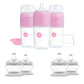 PopYum Pink 7 Piece Bundle: 9oz Bottle 3-Pack + 2 Nipple 2-Packs