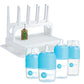 PopYum Blue Baby Bottle Set 4-Pack with White Drying Rack & Clear Drying Mat Bundle