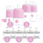 PopYum Pink 10 Piece Bundle: Bottle Set + 3 Nipple 2-Packs