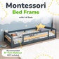 Twin Size Montessori-Inspired Floor Bed with Safety Guardrails for Kids