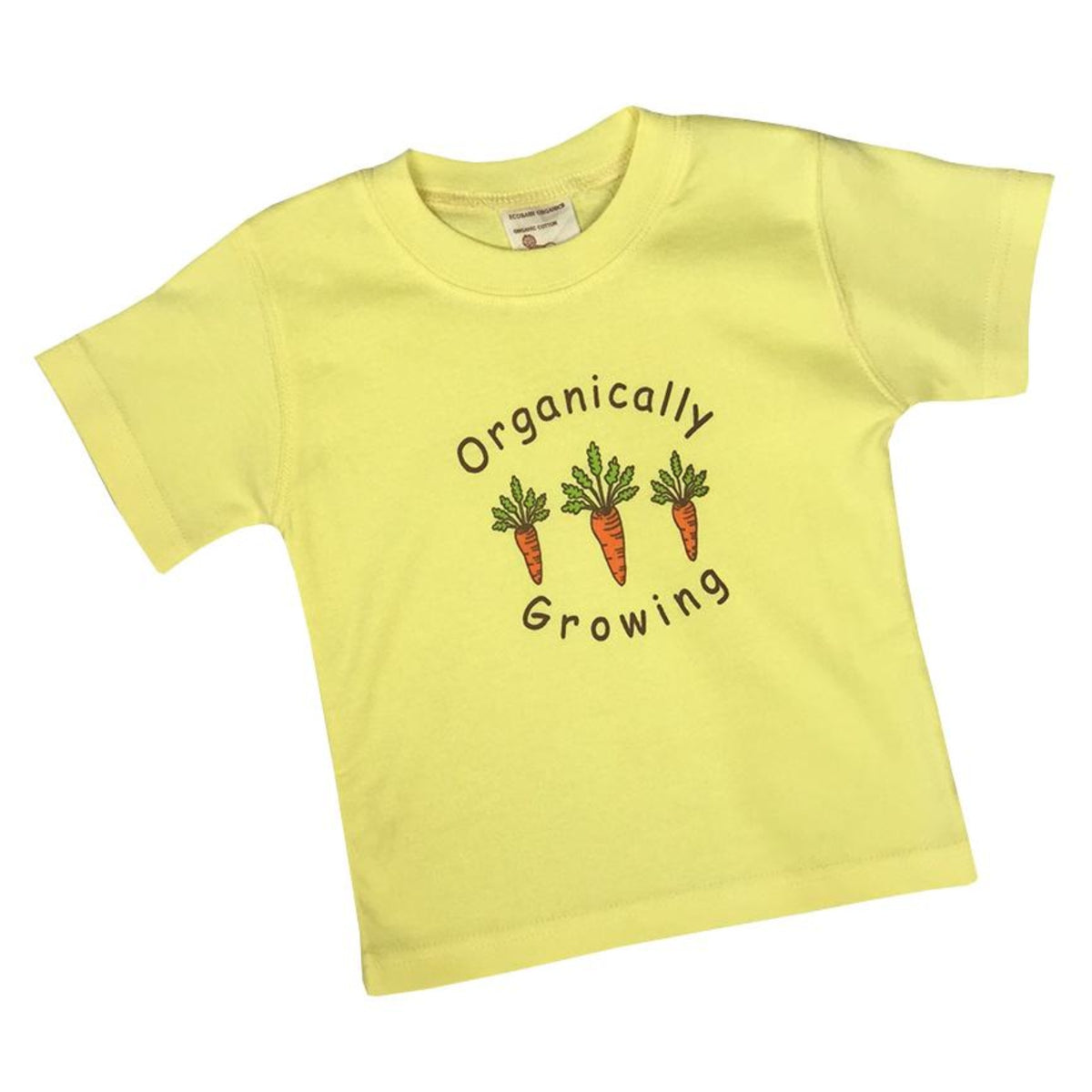 Organic Cotton Tees Short Sleeve  Organically Growing Lightweight Yellow Carrots 12 Year