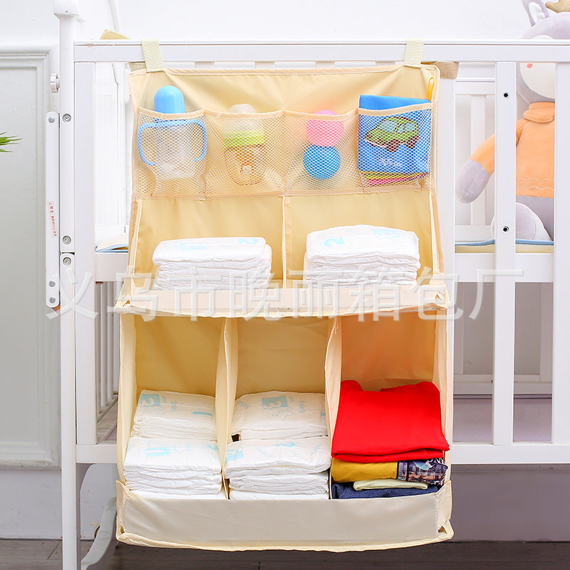 Baby and infant supplies baby crib storage hanging bag diaper feeding bottle storage bag factory direct baby crib three-dimensional bed hanging bag