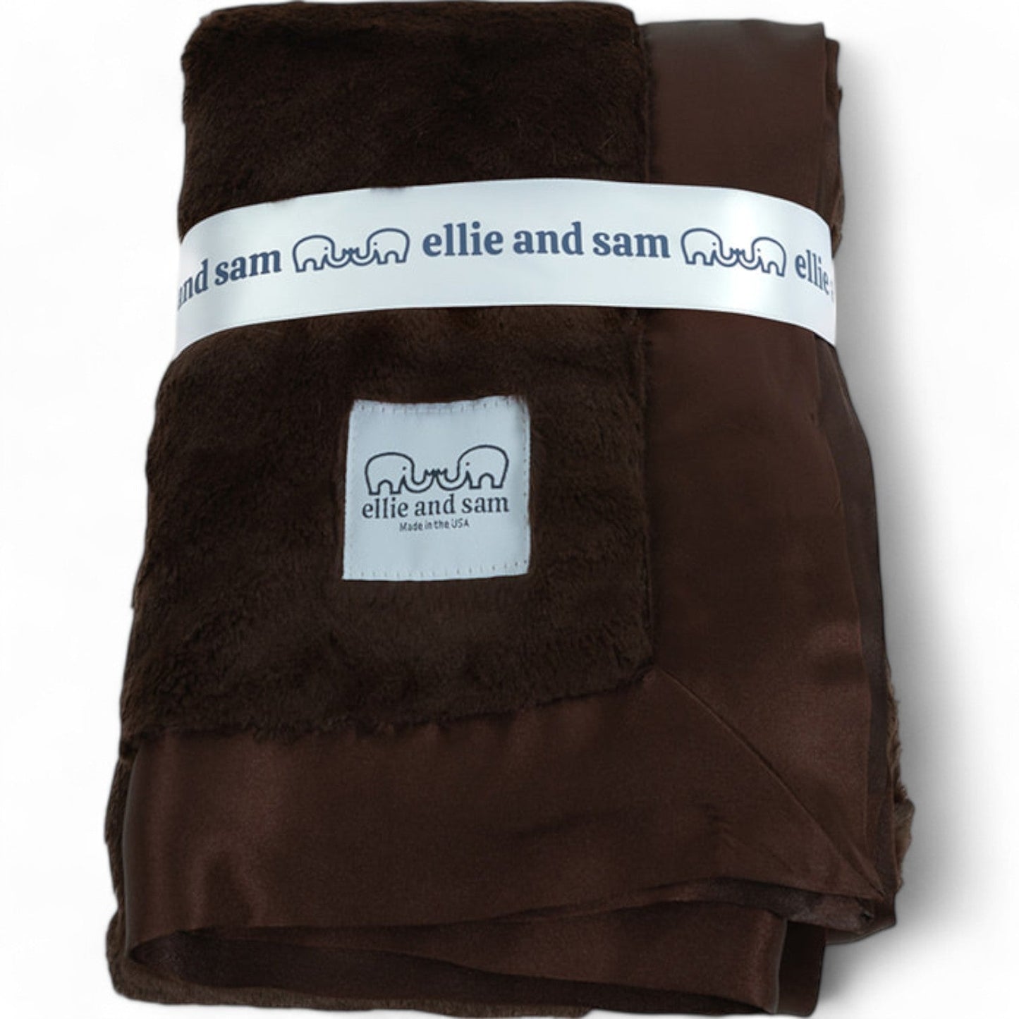 Luxury Baby Blanket with Satin Trim in Luxe Plush, Chocolate