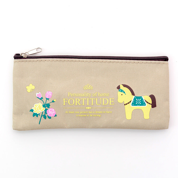 European and American creative stationery pony large capacity Oxford cloth zipper bag student prizes zipper pencil case manufacturers wholesale