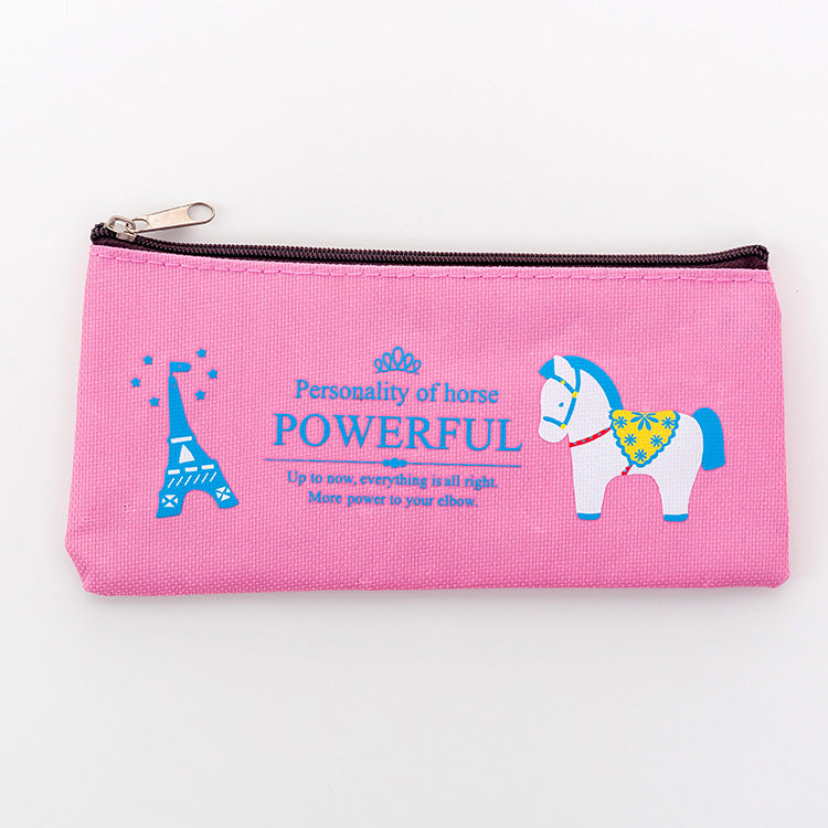 European and American creative stationery pony large capacity Oxford cloth zipper bag student prizes zipper pencil case manufacturers wholesale