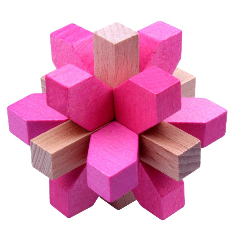 Wisdom Wheel Large Beech Kongming Lock Children's Educational Toys for Adults and Students Decompression Burning Brain Disassembly and Reassembly Luban Lock