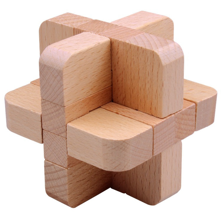 Wisdom Wheel Large Beech Kongming Lock Children's Educational Toys for Adults and Students Decompression Burning Brain Disassembly and Reassembly Luban Lock