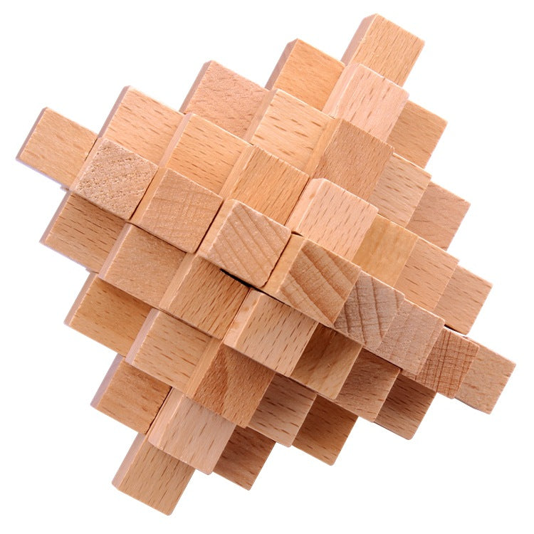 Wisdom Wheel Large Beech Kongming Lock Children's Educational Toys for Adults and Students Decompression Burning Brain Disassembly and Reassembly Luban Lock