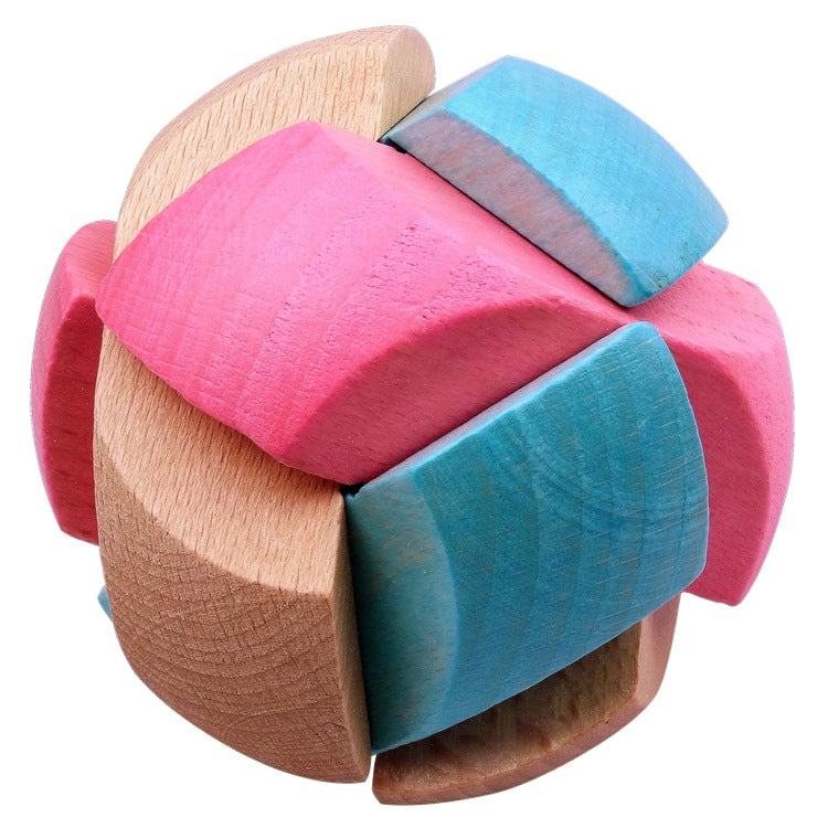 Wisdom Wheel Large Beech Kongming Lock Children's Educational Toys for Adults and Students Decompression Burning Brain Disassembly and Reassembly Luban Lock