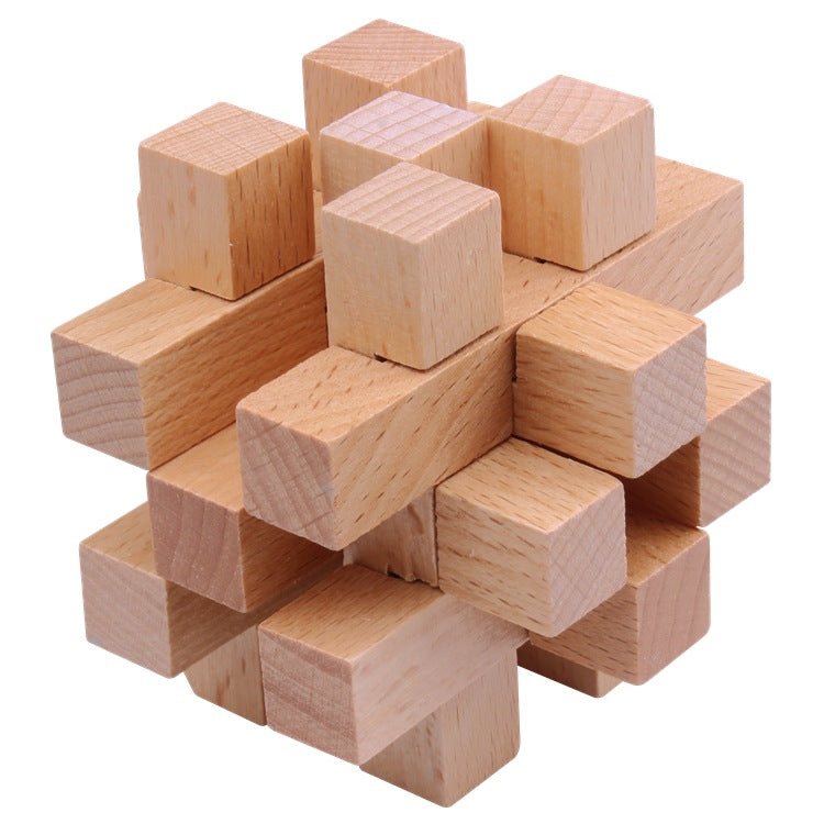 Wisdom Wheel Large Beech Kongming Lock Children's Educational Toys for Adults and Students Decompression Burning Brain Disassembly and Reassembly Luban Lock