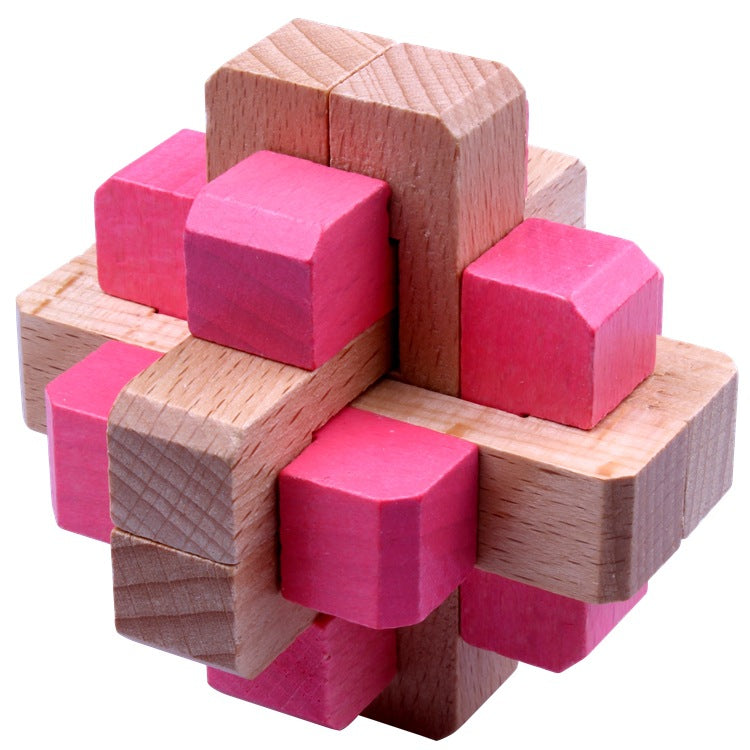 Wisdom Wheel Large Beech Kongming Lock Children's Educational Toys for Adults and Students Decompression Burning Brain Disassembly and Reassembly Luban Lock