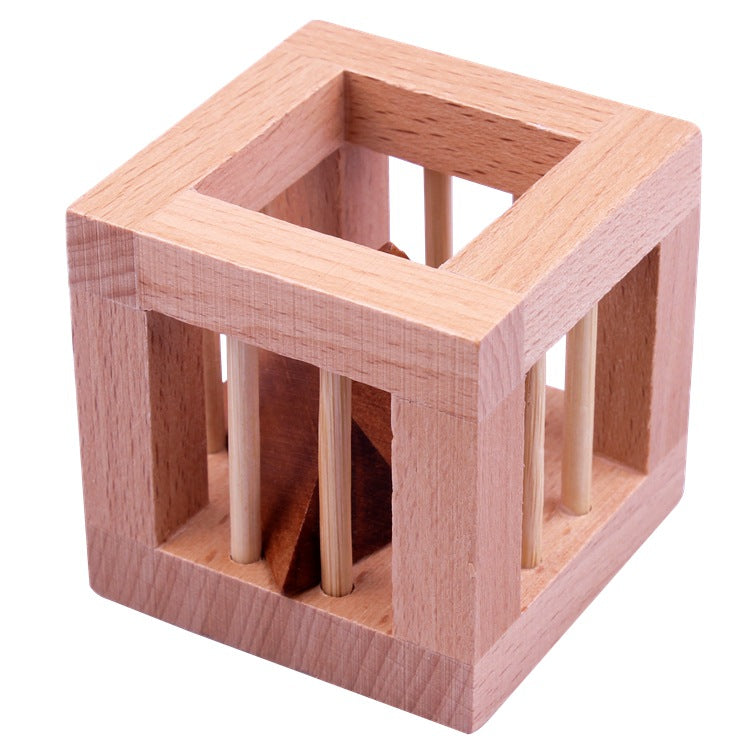 Wisdom Wheel Large Beech Kongming Lock Children's Educational Toys for Adults and Students Decompression Burning Brain Disassembly and Reassembly Luban Lock