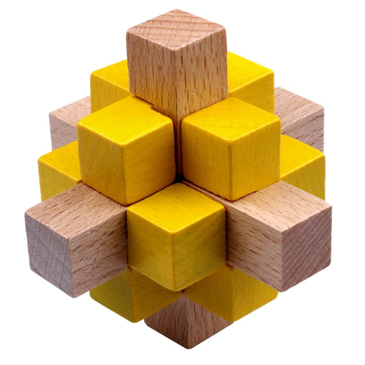 Wisdom Wheel Large Beech Kongming Lock Children's Educational Toys for Adults and Students Decompression Burning Brain Disassembly and Reassembly Luban Lock
