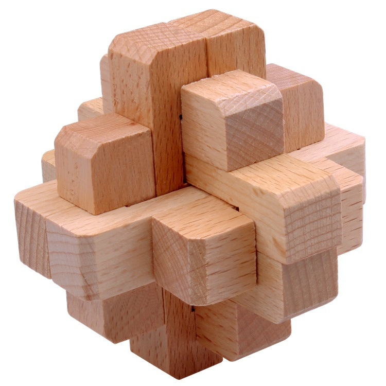 Wisdom Wheel Large Beech Kongming Lock Children's Educational Toys for Adults and Students Decompression Burning Brain Disassembly and Reassembly Luban Lock