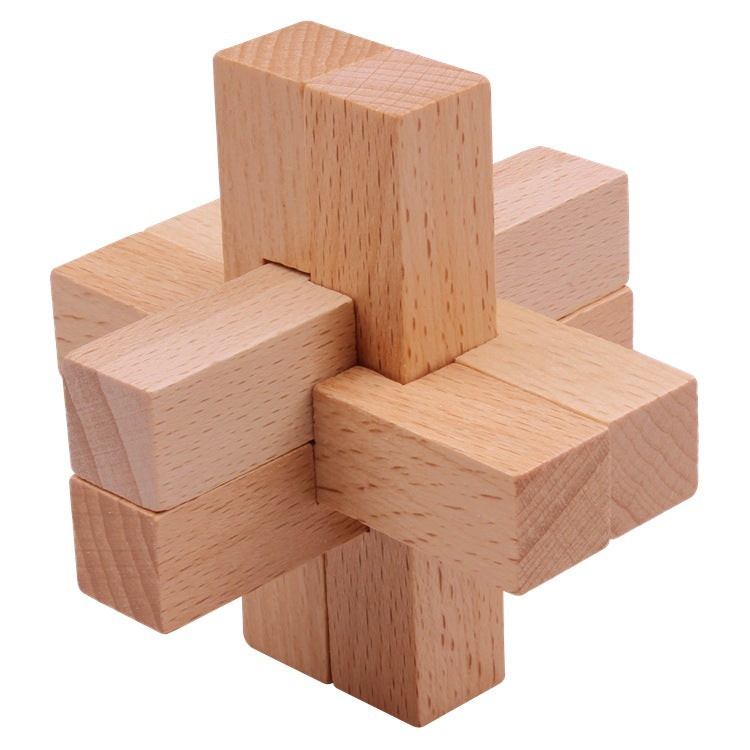 Wisdom Wheel Large Beech Kongming Lock Children's Educational Toys for Adults and Students Decompression Burning Brain Disassembly and Reassembly Luban Lock