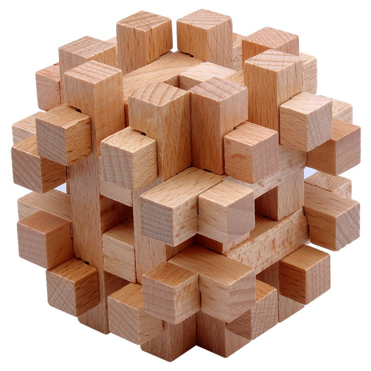 Wisdom Wheel Large Beech Kongming Lock Children's Educational Toys for Adults and Students Decompression Burning Brain Disassembly and Reassembly Luban Lock