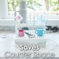 PopYum Glacier White Drying Rack from 100% Recycled Bottles with Silicone Drying Mat, countertop for Baby Bottles, Plastic Bags, Cups, Compact