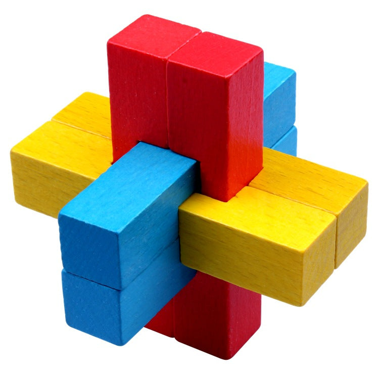 Wisdom Wheel Large Beech Kongming Lock Children's Educational Toys for Adults and Students Decompression Burning Brain Disassembly and Reassembly Luban Lock