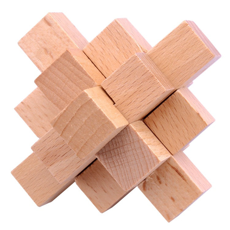 Wisdom Wheel Large Beech Kongming Lock Children's Educational Toys for Adults and Students Decompression Burning Brain Disassembly and Reassembly Luban Lock