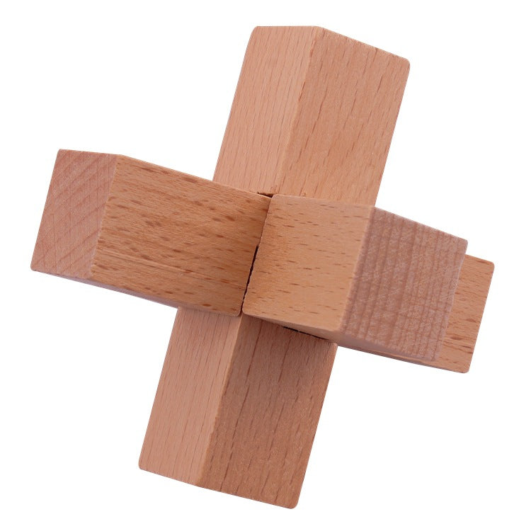 Wisdom Wheel Large Beech Kongming Lock Children's Educational Toys for Adults and Students Decompression Burning Brain Disassembly and Reassembly Luban Lock
